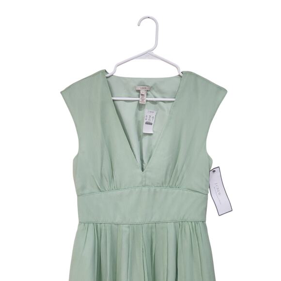 J.Crew Pleated Sleeveless Fit & Flare Dress With Pockets Lime Green Size 4 - Picture 2 of 9
